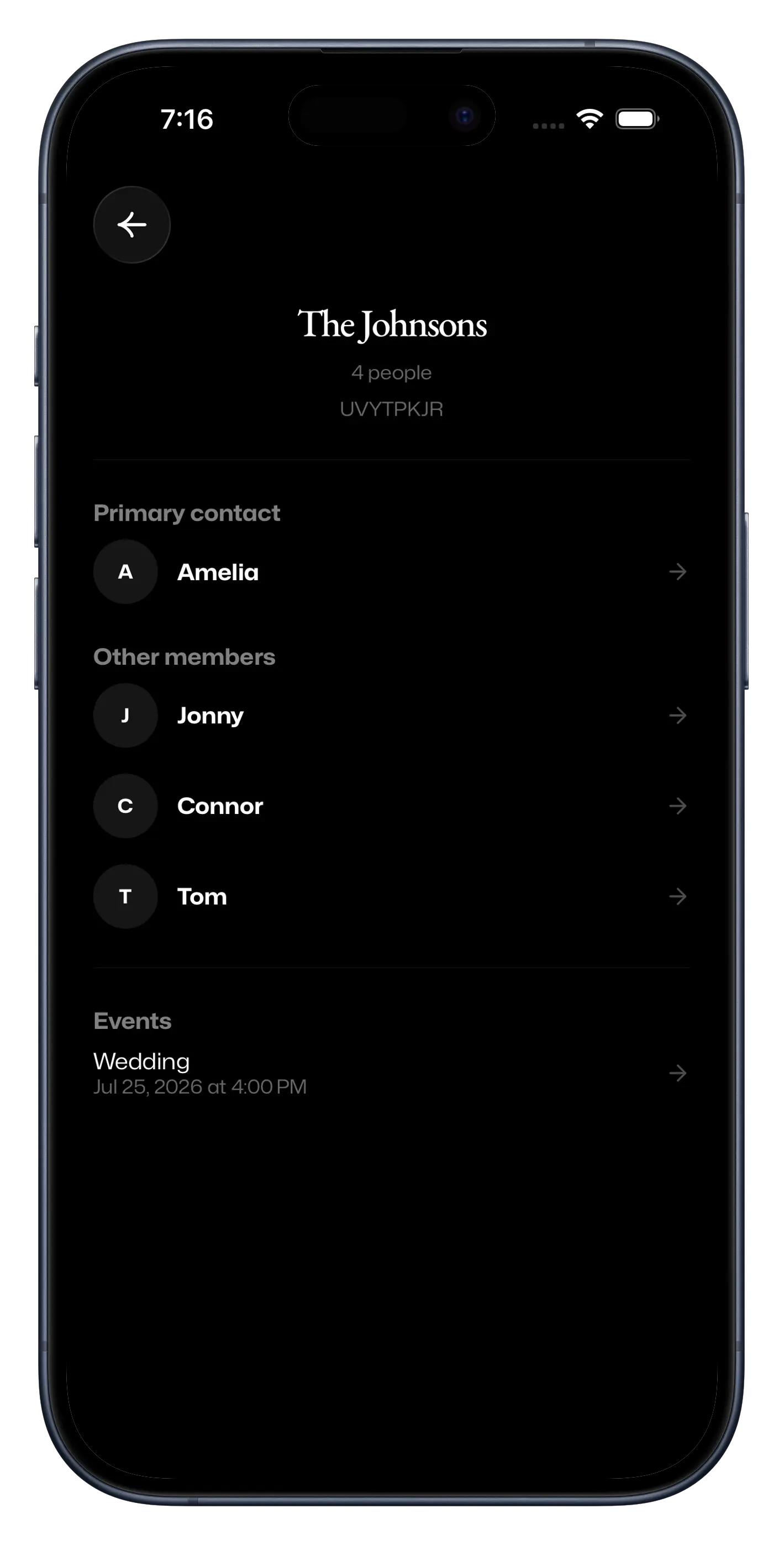 Concordi guest group screen